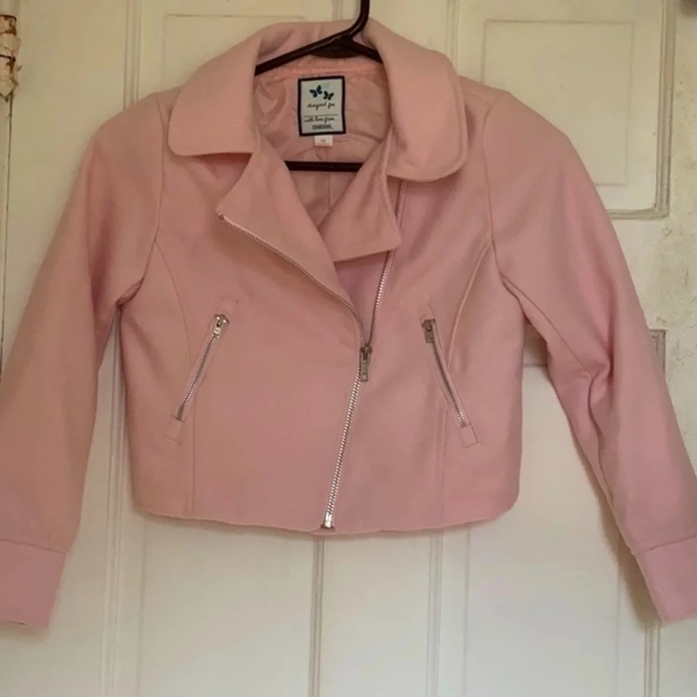 Gymboree girls pink moto jacket in size medium